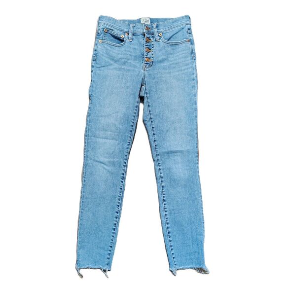 J. CREW Toothpick Button-Fly 27 Women's Mid Rise Skinny Stretch Jeans Raw Hem - Picture 1 of 8